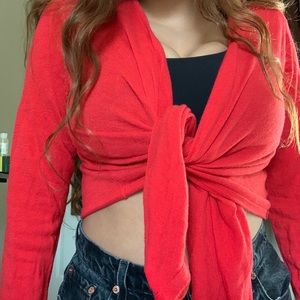 Red cardigan/wrap top
